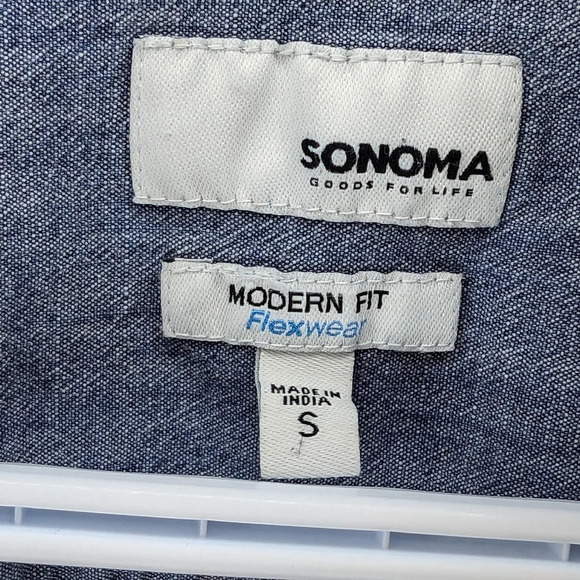 Sonoma Modern Fit Flexwear Denim Button Down Top Mens Small - Picture 4 of 9